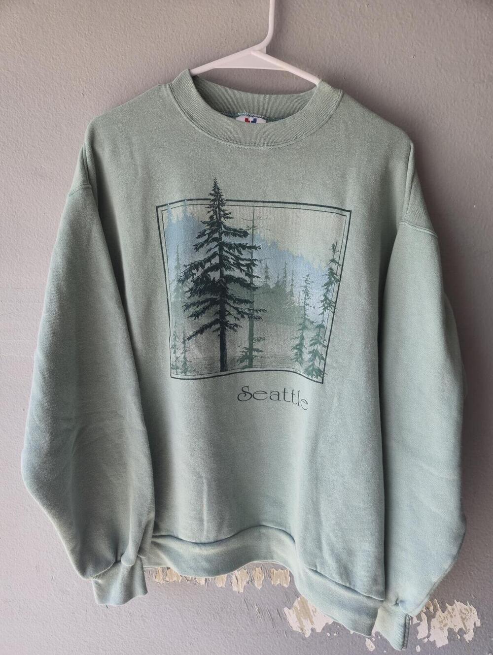 Vintage 1990s Tee Jays Made in USA Seattle Crewneck Sweatshirt Mens Size Large